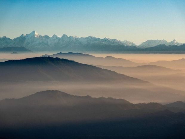Mist-covered mountains view from Pangot, one of the hidden places in uttarakhand